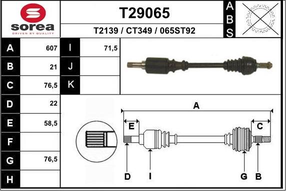 EAI T29065 - Приводний вал autocars.com.ua