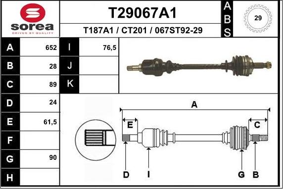 EAI T29067A1 - Приводний вал autocars.com.ua