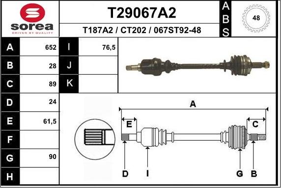 EAI T29067A2 - Приводний вал autocars.com.ua