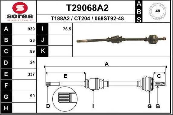 EAI T29068A2 - Приводной вал avtokuzovplus.com.ua