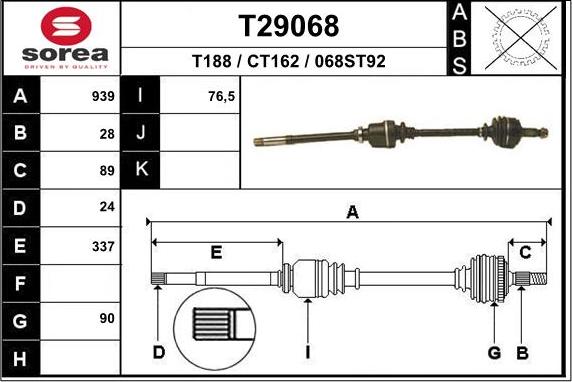 EAI T29068 - Приводной вал avtokuzovplus.com.ua