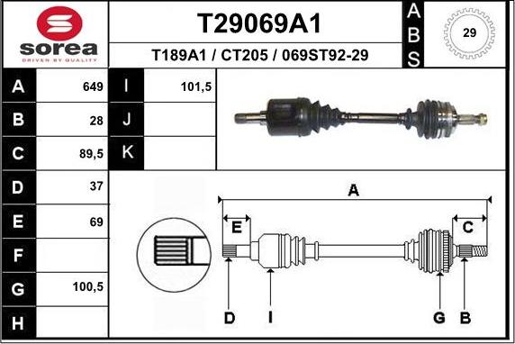 EAI T29069A1 - Приводний вал autocars.com.ua