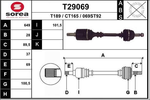 EAI T29069 - Приводний вал autocars.com.ua