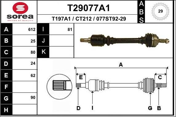 EAI T29077A1 - Приводний вал autocars.com.ua