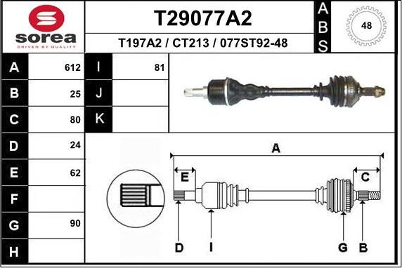 EAI T29077A2 - Приводний вал autocars.com.ua