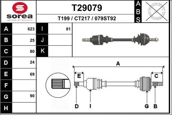 EAI T29079 - Приводний вал autocars.com.ua