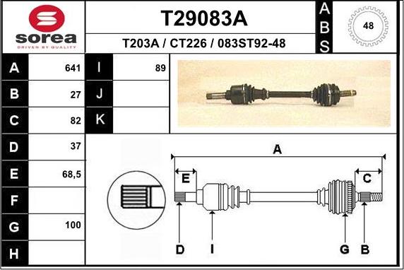 EAI T29083A - Приводной вал avtokuzovplus.com.ua