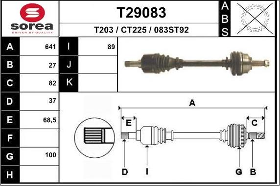 EAI T29083 - Приводний вал autocars.com.ua