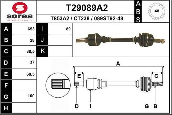 EAI T29089A2 - Приводний вал autocars.com.ua