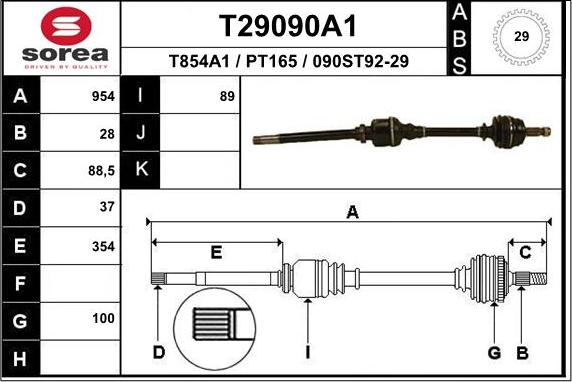 EAI T29090A1 - Приводний вал autocars.com.ua