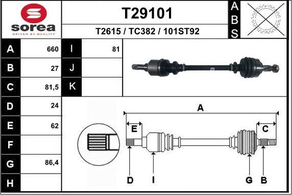 EAI T29101 - Приводной вал avtokuzovplus.com.ua