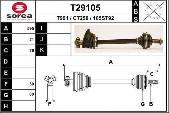 EAI T29105 - Приводний вал autocars.com.ua