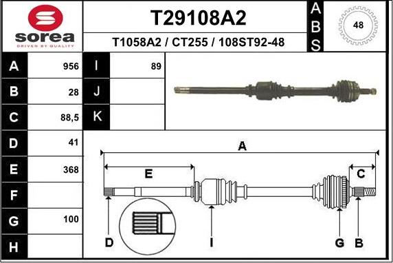 EAI T29108A2 - Приводной вал avtokuzovplus.com.ua