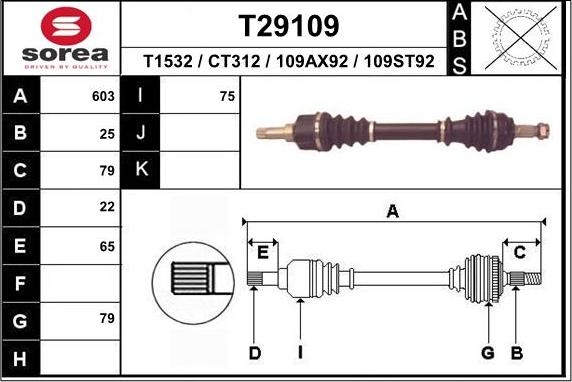 EAI T29109 - Приводной вал avtokuzovplus.com.ua