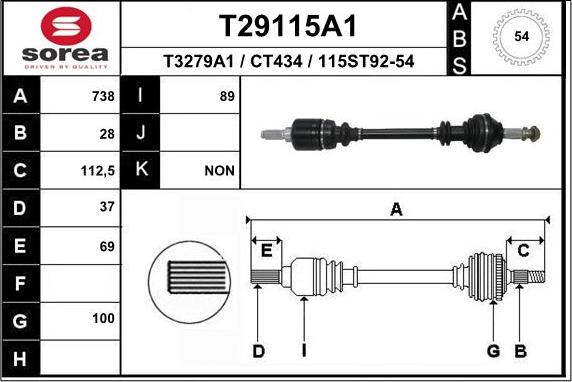 EAI T29115A1 - Приводной вал avtokuzovplus.com.ua