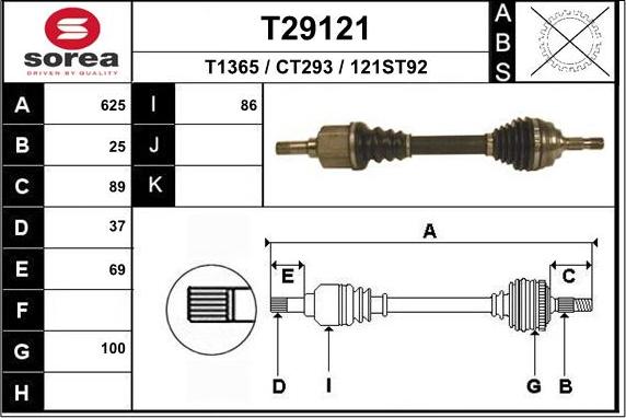 EAI T29121 - Приводной вал avtokuzovplus.com.ua