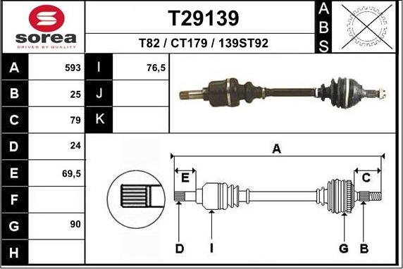 EAI T29139 - Приводной вал avtokuzovplus.com.ua