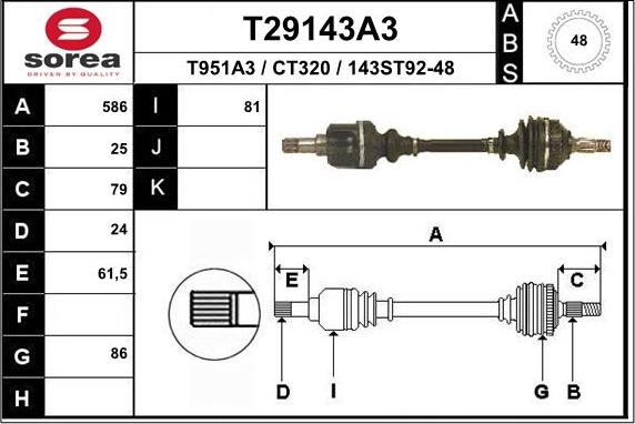 EAI T29143A3 - Приводний вал autocars.com.ua