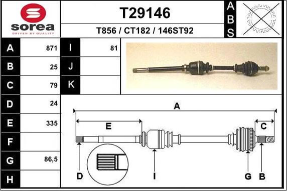 EAI T29146 - Приводний вал autocars.com.ua