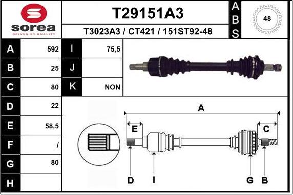 EAI T29151A3 - Приводний вал autocars.com.ua