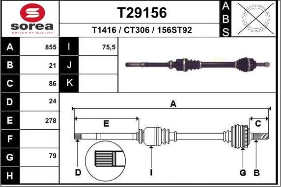 EAI T29156 - Приводной вал autodnr.net