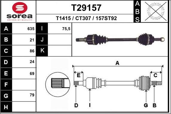 EAI T29157 - Приводний вал autocars.com.ua