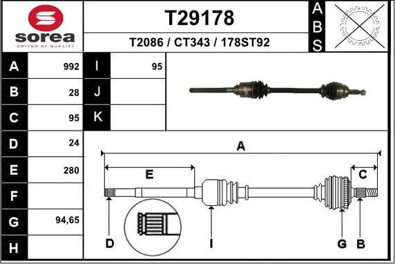 EAI T29178 - Приводной вал avtokuzovplus.com.ua