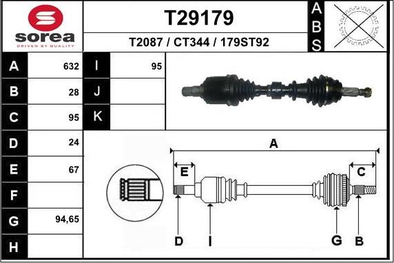 EAI T29179 - Приводной вал avtokuzovplus.com.ua