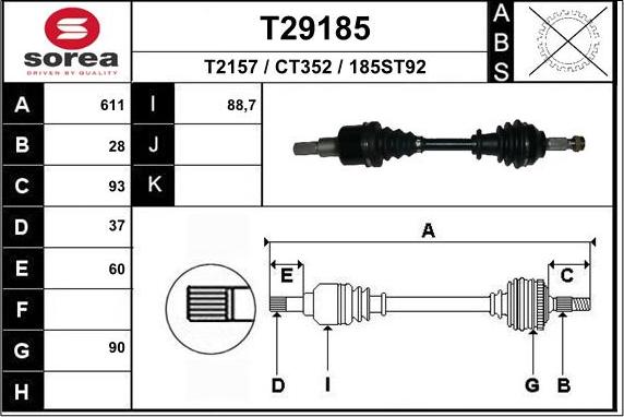 EAI T29185 - Приводной вал avtokuzovplus.com.ua