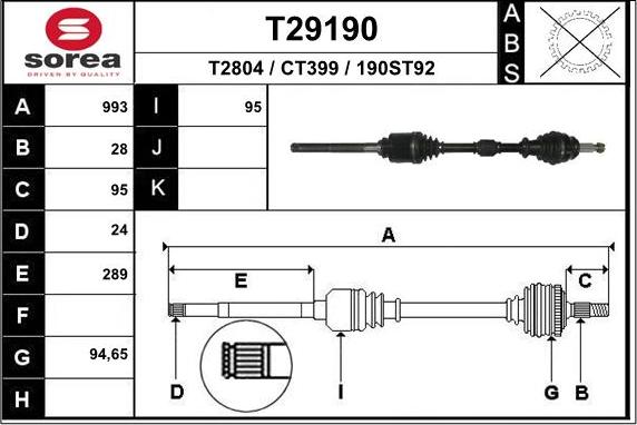 EAI T29190 - Приводной вал avtokuzovplus.com.ua