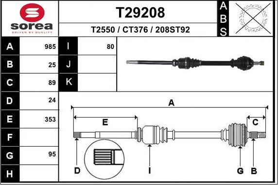 EAI T29208 - Приводной вал avtokuzovplus.com.ua