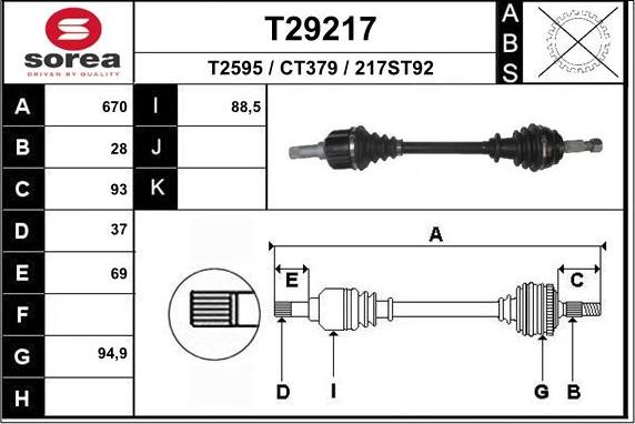 EAI T29217 - Приводний вал autocars.com.ua