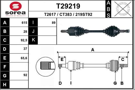 EAI T29219 - Приводний вал autocars.com.ua