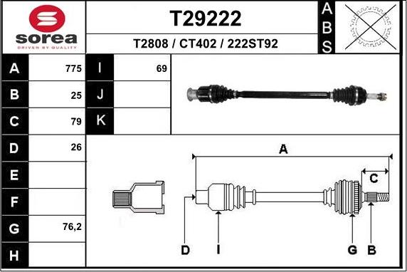 EAI T29222 - Приводний вал autocars.com.ua