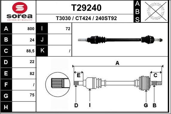 EAI T29240 - Приводний вал autocars.com.ua