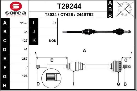 EAI T29244 - Приводний вал autocars.com.ua