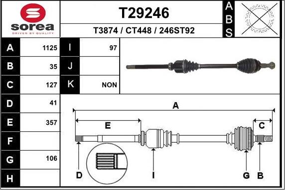 EAI T29246 - Приводний вал autocars.com.ua