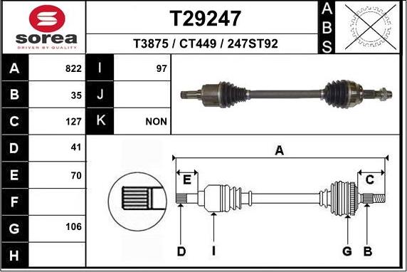 EAI T29247 - Приводний вал autocars.com.ua