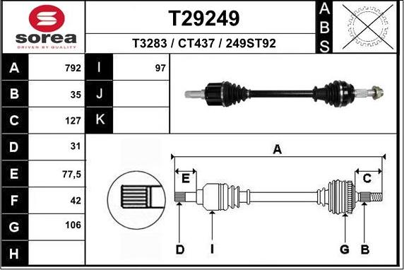 EAI T29249 - Приводний вал autocars.com.ua