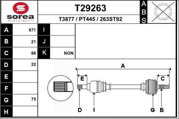 EAI T29263 - Приводний вал autocars.com.ua