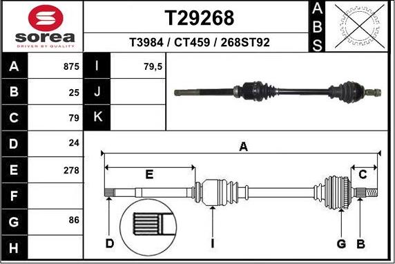 EAI T29268 - Приводний вал autocars.com.ua