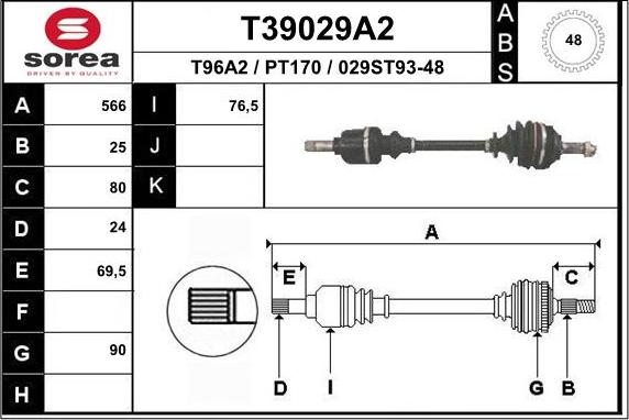 EAI T39029A2 - Приводний вал autocars.com.ua