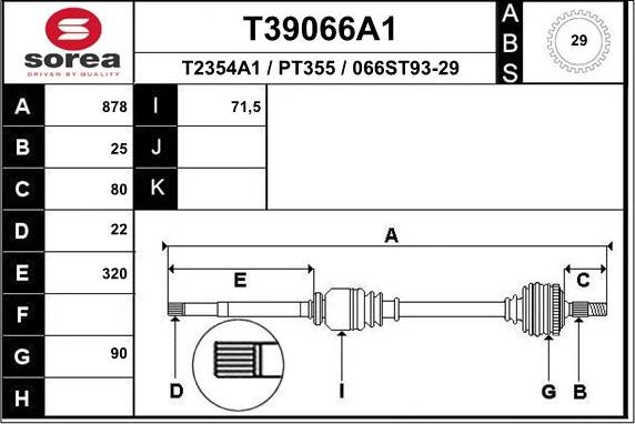 EAI T39066A1 - Приводний вал autocars.com.ua