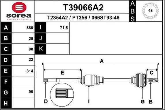 EAI T39066A2 - Приводной вал avtokuzovplus.com.ua