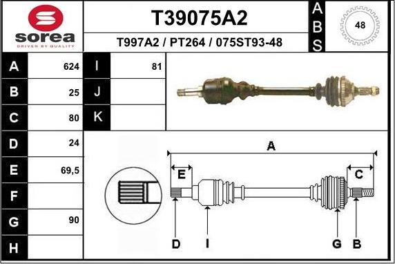 EAI T39075A2 - Приводний вал autocars.com.ua