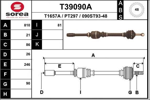 EAI T39090A - Приводной вал avtokuzovplus.com.ua