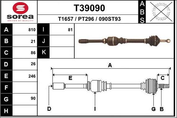 EAI T39090 - Приводний вал autocars.com.ua