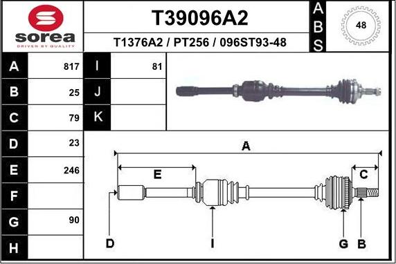 EAI T39096A2 - Приводной вал avtokuzovplus.com.ua