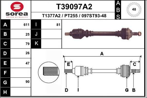 EAI T39097A2 - Приводний вал autocars.com.ua