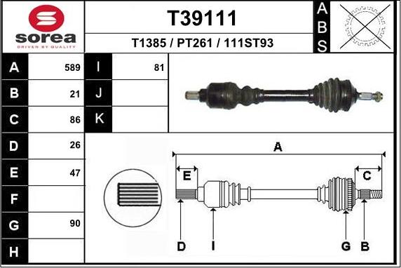 EAI T39111 - Приводний вал autocars.com.ua